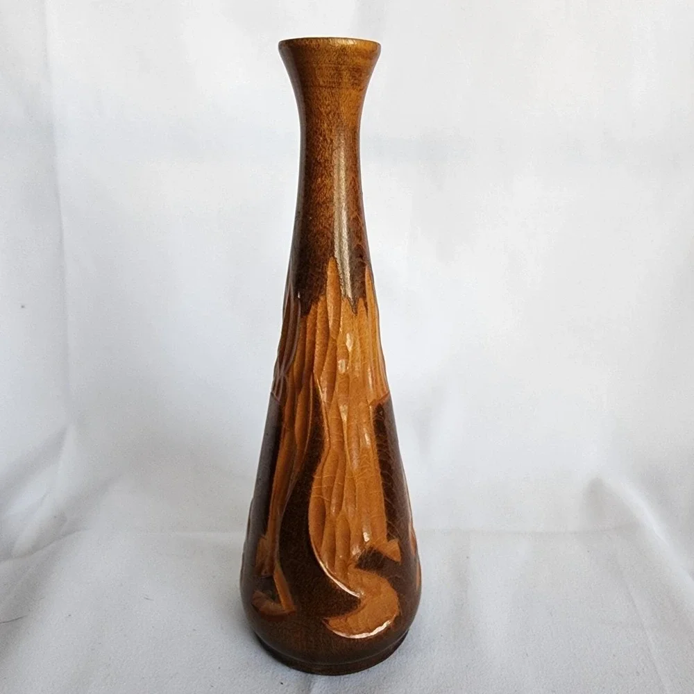 Vintage Southwestern Wooden Hand Carved‎ Vase 7